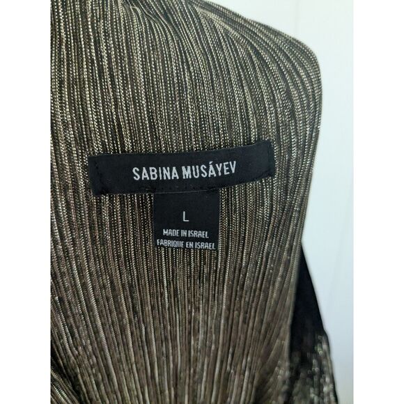 Sabina Musayev Black  & Gold Ray Metallic Dress - Large - Shoulder ties - Picture 4 of 11